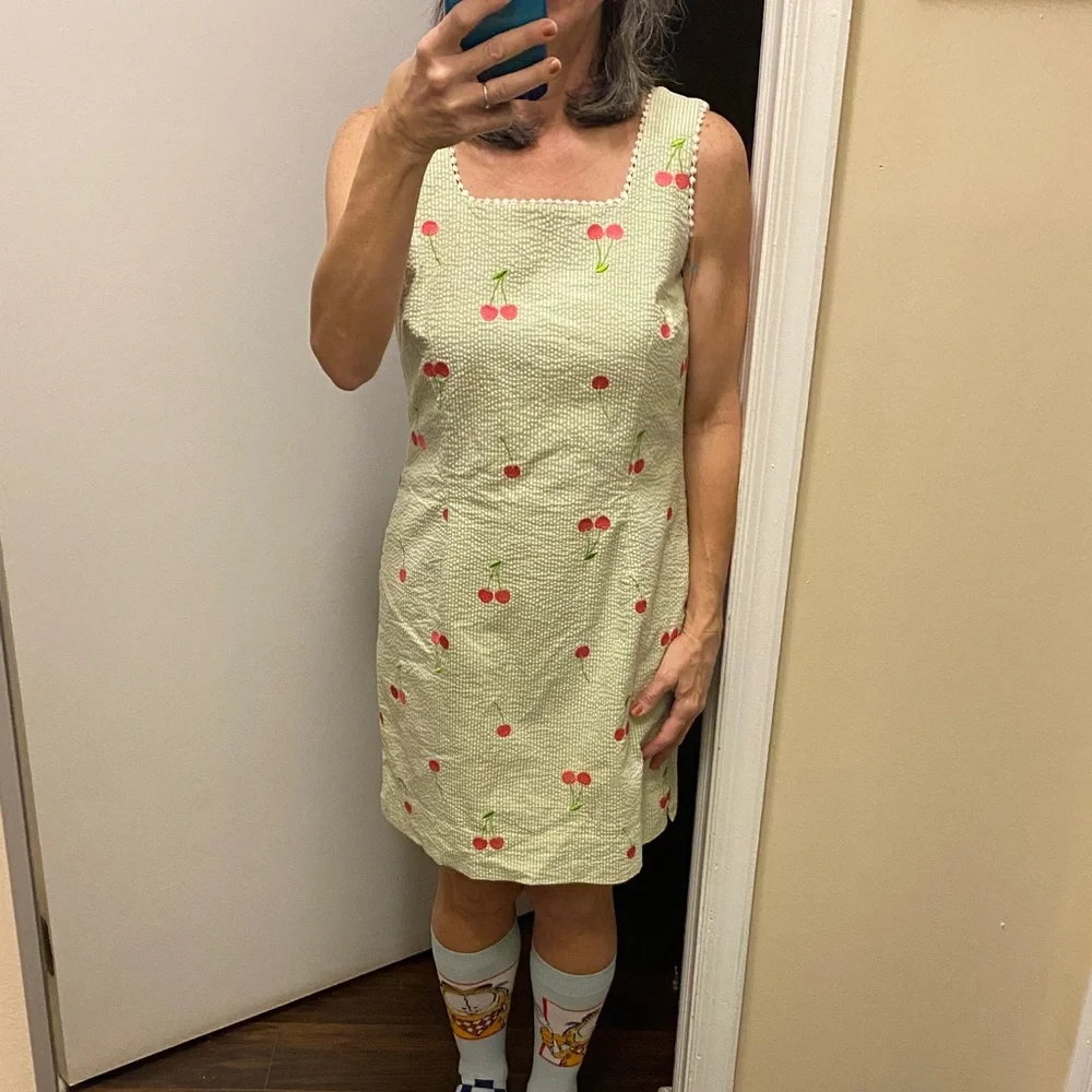 Lilly Pulitzer Cherry Print Seersucker Sleeveless Dress - Picture 3 of 5